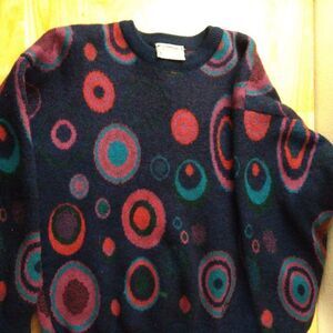 Vintage Far Horizons Concentric Circles Wool Crewneck Sweater
